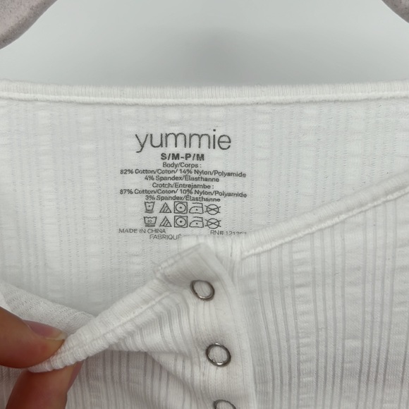 Yummie Katrina Cotton Seamless Rib Bodysuit in White S/M - Picture 10 of 11